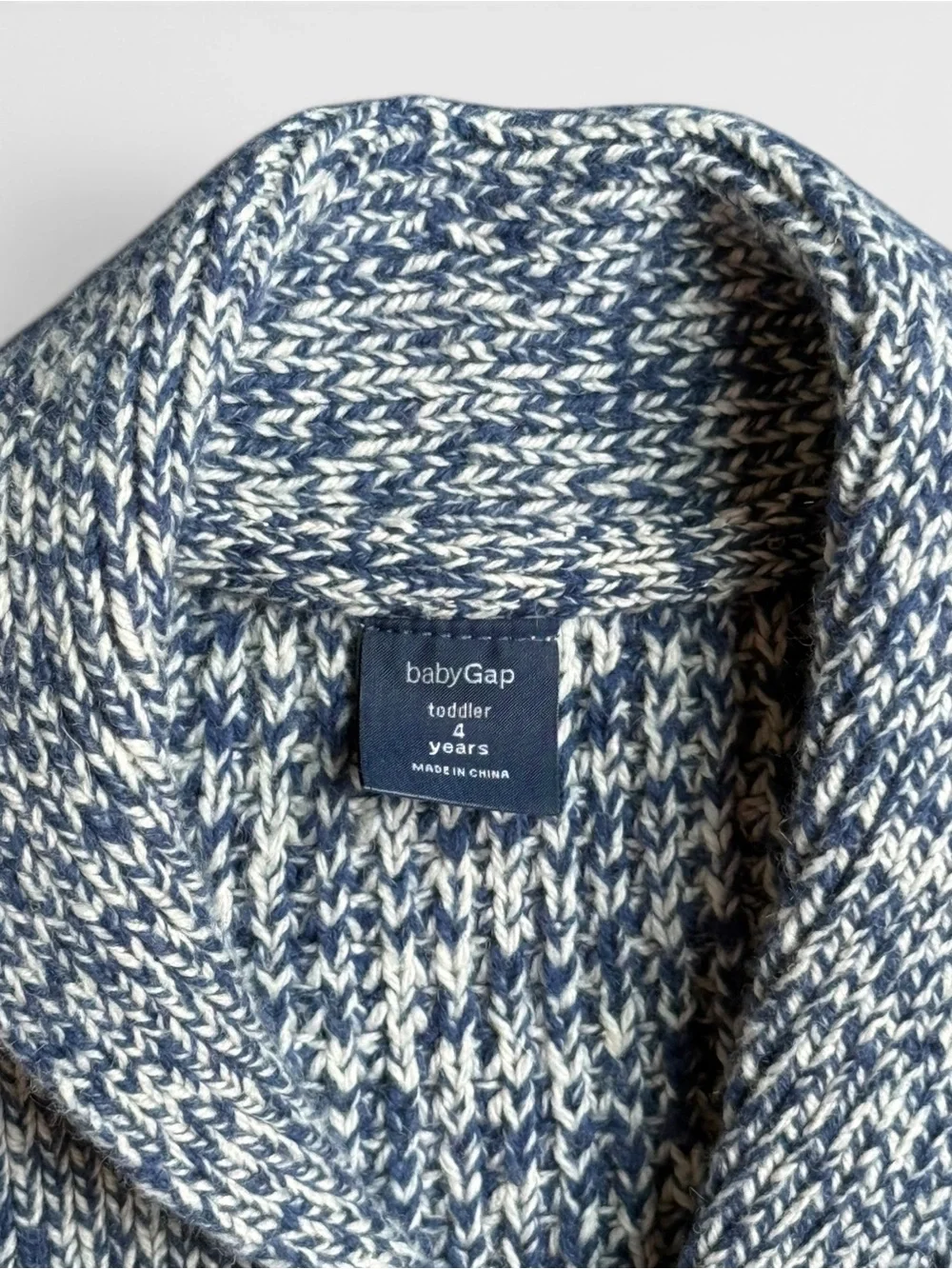 Baby Gap Boys Marled Blue Knit Shawl Collar Cardigan Size 4T